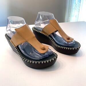 Donald J. Pliner Soft Brown Tan Vachetta Leather Sandals Heels‎ US Size 7.5 M